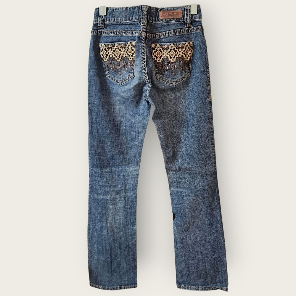 Rock and Roll Denim Mid Rise Boot Cut Jeans Sz 27 X 34 - Picture 3 of 6